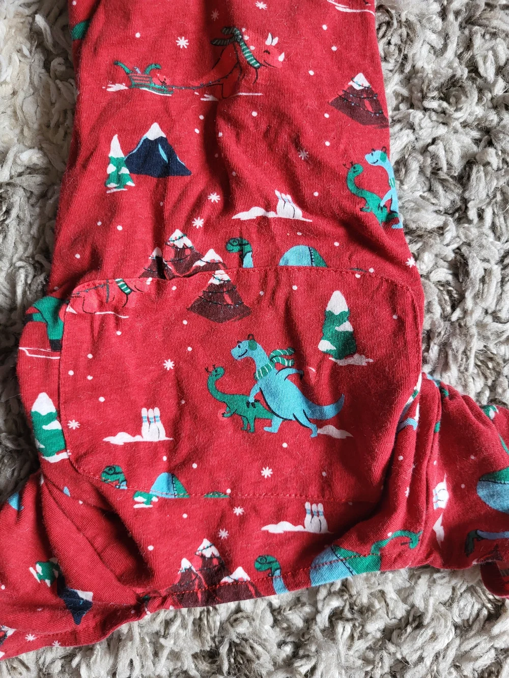 Red Dragon Print Dog Pajamas with Green Trim